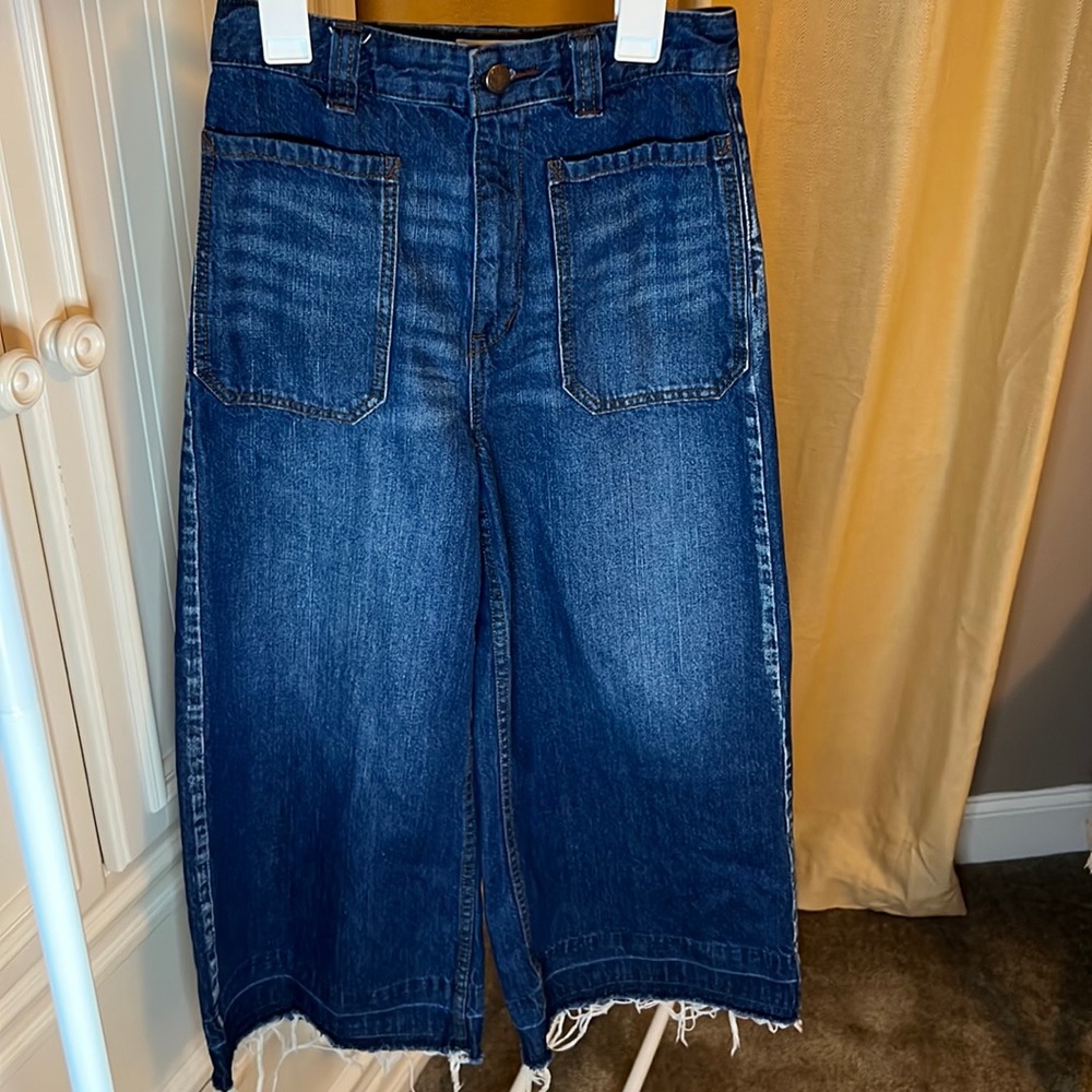 We The Free Wide Leg Cropped Jeans in Dark Blue Denim - Picture 6 of 16
